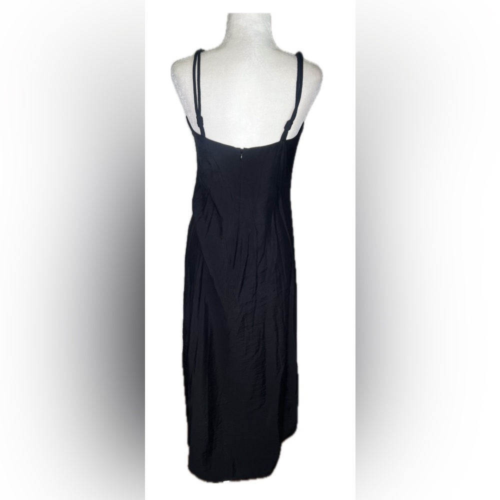 ANTONIO MELANI Black Isabella Satin Slip Square Neck Sleeveless Midi Dress 6 Six - Picture 4 of 10
